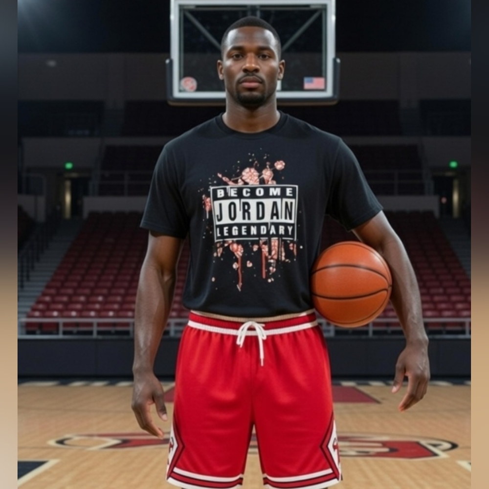 NIKE JORDAN " BECOME LEGENDARY" GRAPHIC T-SHIRT. SIZE XXL. BLACK,WHITE AND RED.